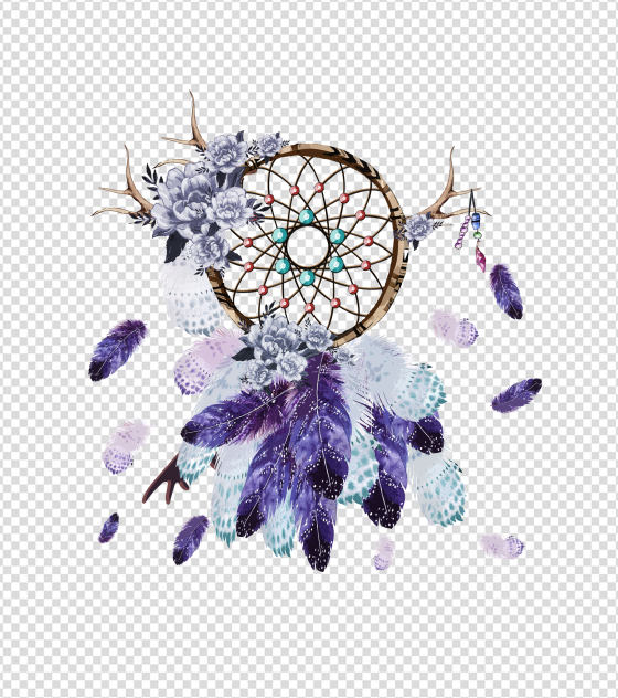 蓝色小清新花卉元素